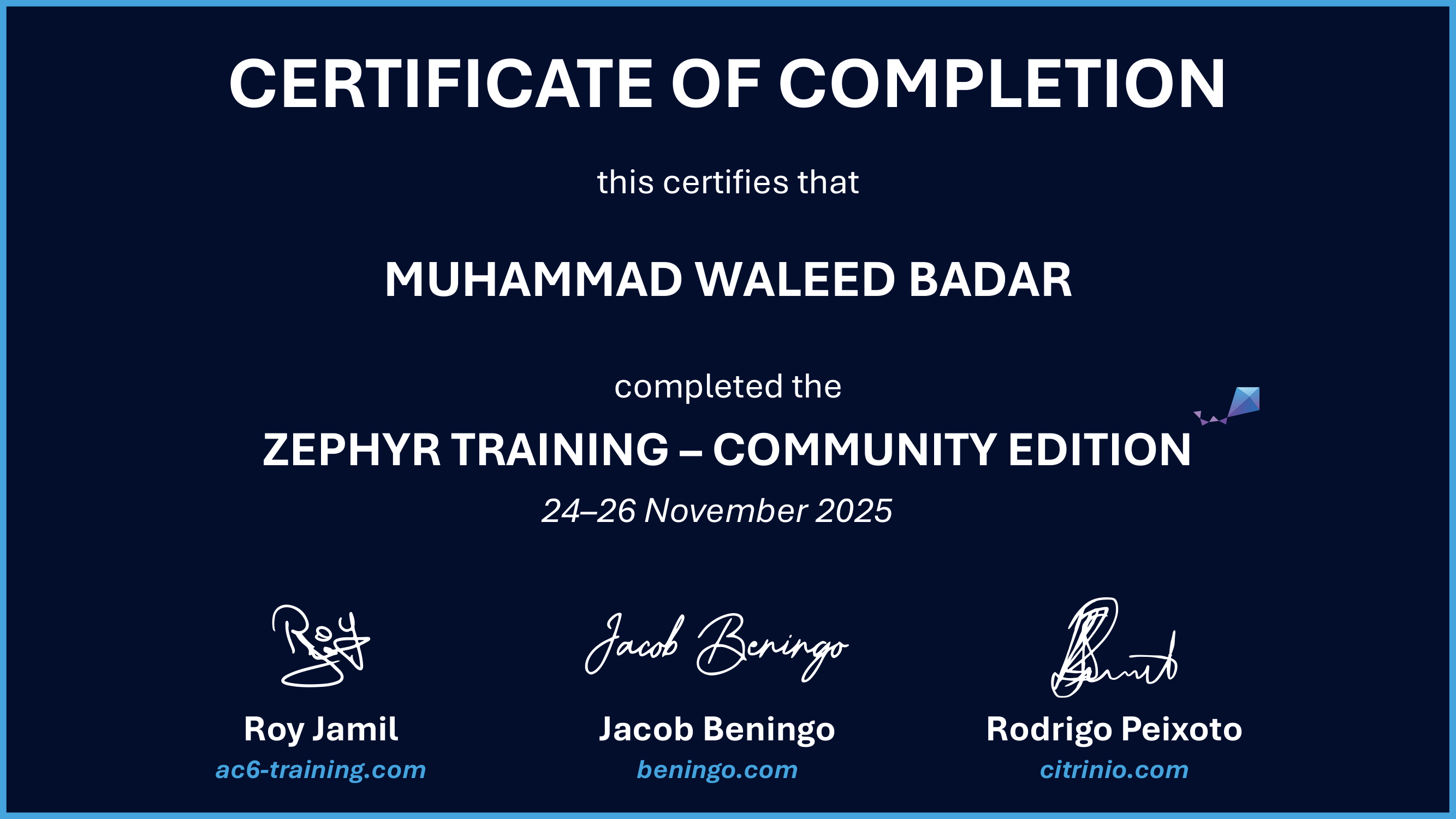 Certificate preview for Muhammad waleed Badar